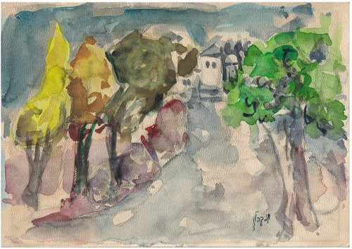 Malvina Kaplan: View of Galilee Village/Israeli Polish Jewish Post-Impressionism