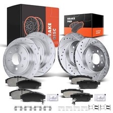 Front & Rear Drilled Rotors & Ceramic Brake Pads for Honda Civic Acura Integra