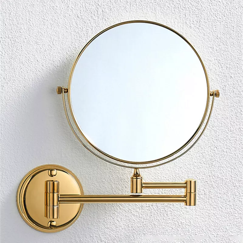 Luxury Gold Folding Dual Arm Extend Bathroom Mirror Wall Mounted