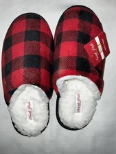North Pole Trading Co., Christmas Plaid Slippers, Adult Unisex Large