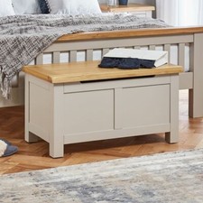 Storage Box Cotswold Grey Painted Blanket Bedding Bedroom Furniture Home