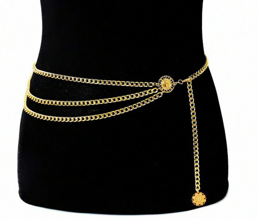 Women Vintage Gold Coin Metal Retro High Waist Charm Women Vintage Gold Coin Metal Retro High Waist Charm