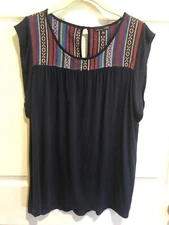 …rbx womens pullover top blouse size xl xlarge navy partly striped excellent!