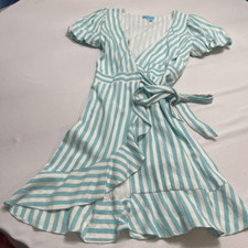 Draper James Wrap Dress Women’s XS Blue White Striped Short Sleeves Spring