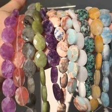 18x13mm Natural Stones Jades Agates Faceted Oval Stone Beads for Jewelry Making