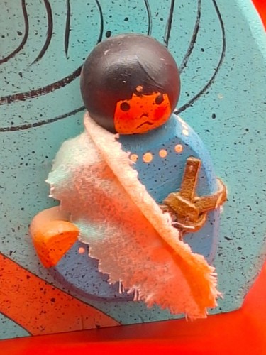 STORYTELLER SOUTHWEST AMERICAN MOTHER & 6 CHILDREN Painted Wood LARGE 10 1/2 " - Picture 6 of 24