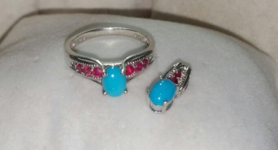 chuck clemency NYCII sterling silver Sleeping Beauty Turquoise ring Pendant  set