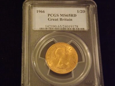1966     1/2 D         GREAT BRITAIN      PCGS     MS 65 RD - Image 1 of 2