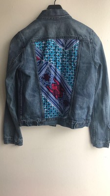 denim jacket with african print