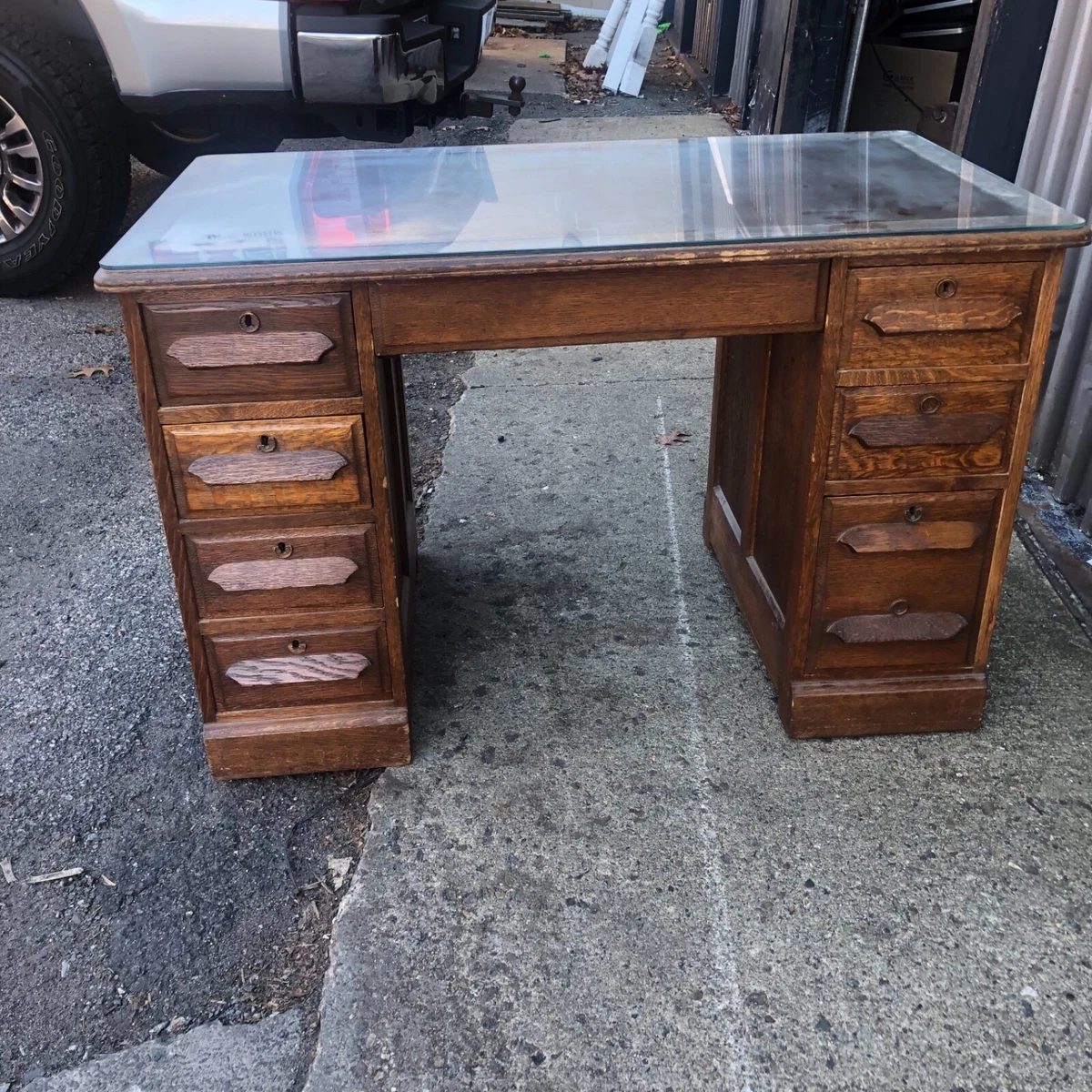 1950s Leather Trunk Writing Desk