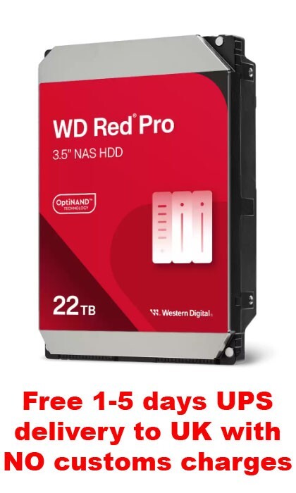 22TB Western Digital WD Red Pro NAS (7200RPM, 3.5"", SATA III, 512MB Cache)