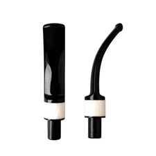 2pc Acrylic Bent Curved Saddle Stem Replacement For Tobacco Pipe With Horn Ring