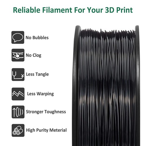 10 kg Geeetech ABS + filament noir 1,75 mm 1 kg/rouleau filament d'imprimante 3D durable - Photo 2/10