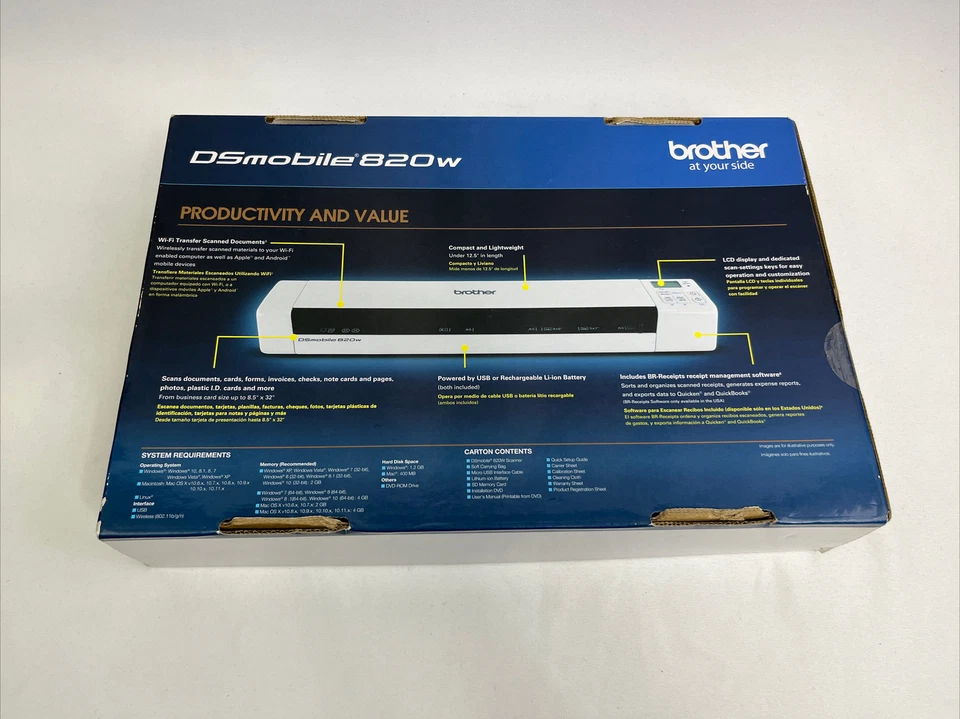 Brother DSmobile DS-820W Portable Sheet Scanner with Wireless, White Wi-Fi - Image 3 of 4