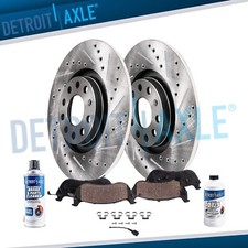 REAR Drilled Brake Rotors Ceramic Pads for 2007 2008 2009 Audi A3 Quattro VW GTI