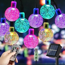 Waterproof Crystal Ball String Fairy Lights 60 LED Solar Power Outdoor Xmas Tree