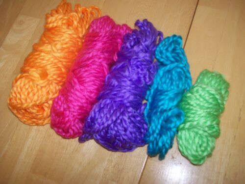 Lot of 5 Small Yarn Remnants Soft Thick Textured Rainbow Colors Crochet Knitting