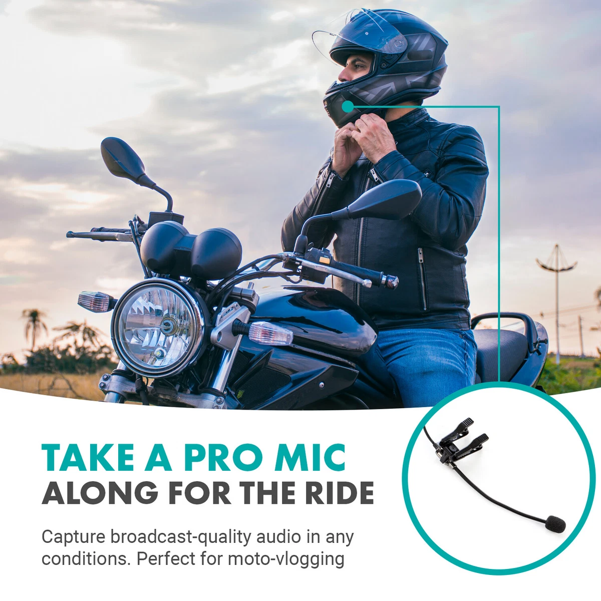 Movo ACM400 Flexible Gooseneck Helmet Microphone for Moto Vlog / GoPro  Media Mod