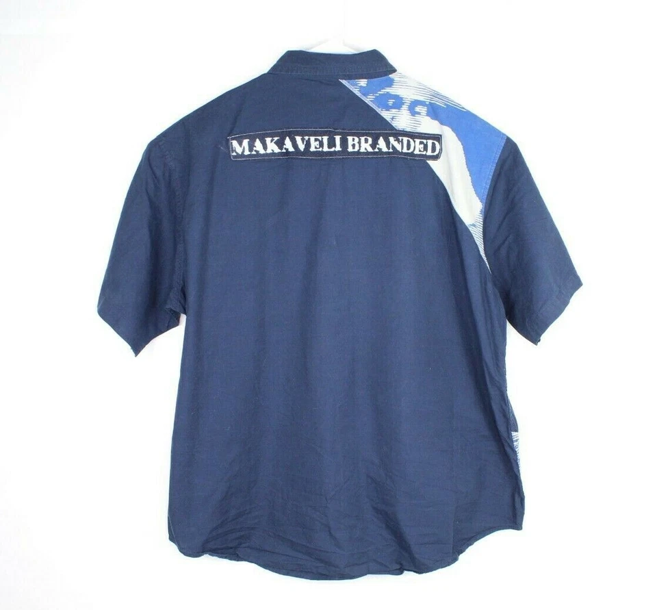 Vintage Makaveli Branded Mens Tupac Button Short Sleeve Shirt Size 3xl 2Pac  - Image 4 of 4
