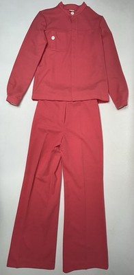 Vtg Rare 70-80s Catalina Two-Piece Pink Suit Full Zip Top Size 8 Pants Size 10
