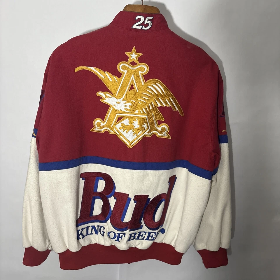 Chaqueta De Colección Budweiser Racing Ken Schrader NASCAR Para Hombre Talla L Jeff Hamilton Snap Foto 2 de 4