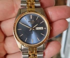 NICE Vintage Men's Pulsar Watch Wristwatch Blue Face Day Date V533-8B50 Seiko NR