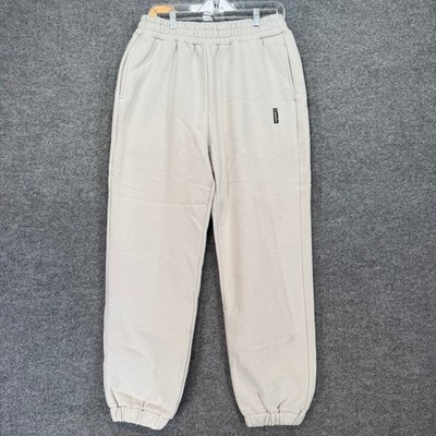 Comfrt Tranquil Sweatpants Adult Large Cream Elastic Waist Fleece Joggers NEW