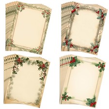 100 PCS Christmas Stationery Paper Winter Forest Border Letterhead 8.5x11 In
