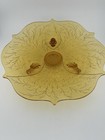1930s Fenton Silvertone Wisteria 3 Toed Amber Glass Dish Serving Vintage Plate — photo 1