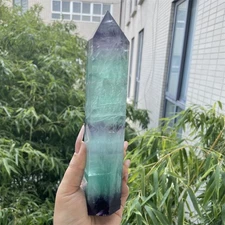 1.8LB 8.7" Natural Watermelon Influorite Tower Obelisk Crystal Quartz Healing