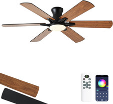 52 Inch Ceiling Fans with Lights, Low Profile Ceiling Fan with Light and Remote,