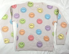 Baby Sara Girl's Soft Cozy Happy Face Sweater - Gray - Size 6