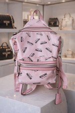 Moschino Milano Pink Logo Backpack Nylon Leather Trim Designer Bag with Dust bag