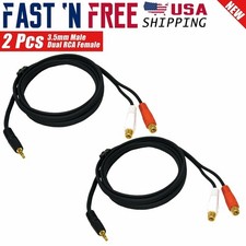 2x 6 Feet 3.5mm Aux Male to 2 RCA Female Stereo Audio Splitter Cable for Speaker