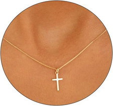 Cross Necklace for Women 14K Gold Silver Plated Dainty Small Cross Pendant Choke