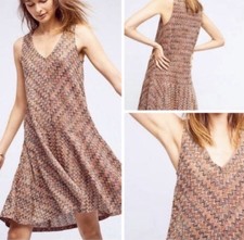 Anthropologie Maeve Westwater Knit Chevron Dress Drop Waist Woman’s M