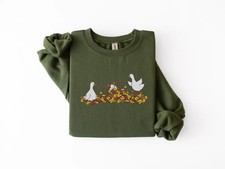 Funny Goose Fall Sweatshirt Autumn Season Cozy Unisex Crewneck