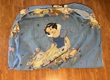 Vintage Disney Snow White & Forest Animals Flowers Fitted Blue Twin Sheet