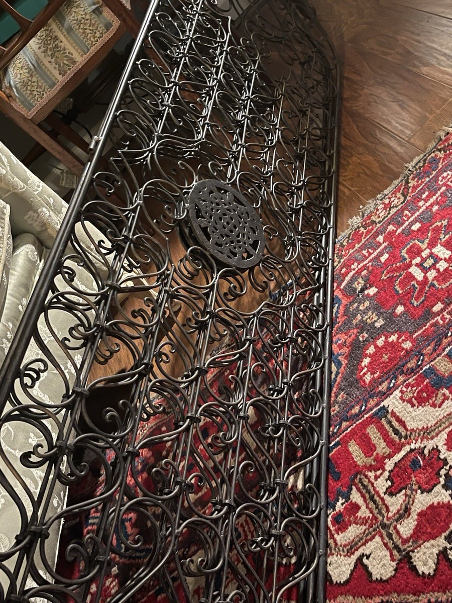 Vintage heavy wrought iron room divider three panel screen 52 x 72
