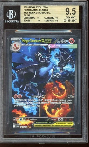 2025 POKEMON PHANTASMAL FLAMES #125 SIR PFL EN MEGA CHARIZARD X ex BGS 9.5 10 2X