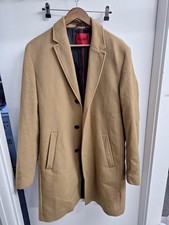 Hugo Boss Tan Camel Overcoat Coat Jacket  wool cashmere 40R Large