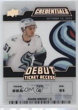 2022 Upper Deck Credentials Debut Ticket Access Acetate 10/249 Shane Wright f0l