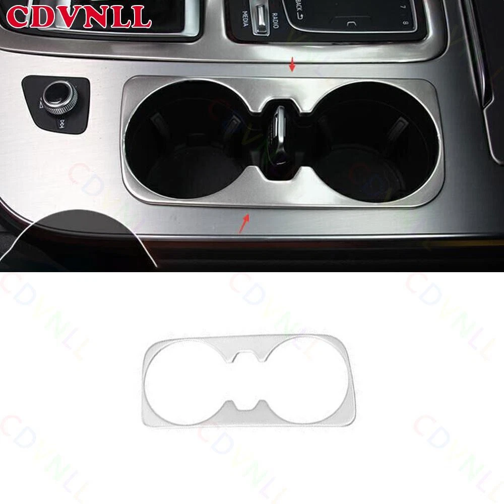 For Audi Q7 2017-2019 Silver Titanium Central Console Gear Water Cup Cover 1PCS