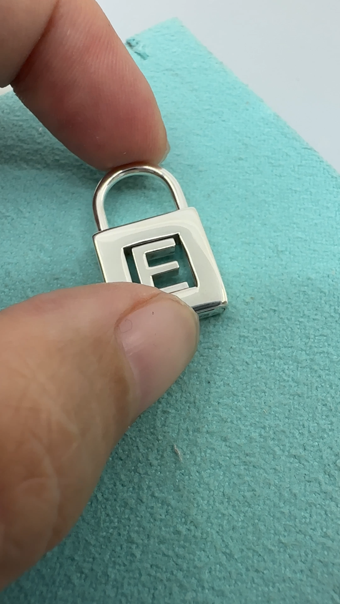 Tiffany & Co. 925 Silver Letter E Adjustable Padlock Charm (pouch