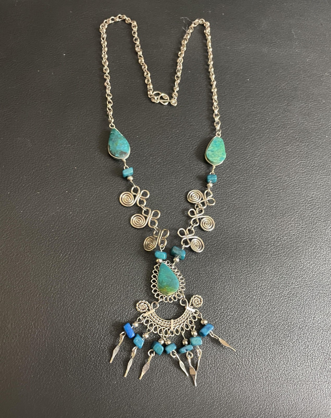 Andean Style Statement Necklace Simulated Turquoi… - image 2