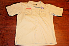 Boy Scouts of America BSA Men's Shirt Tan Medium Glued Patches Short Sleeve