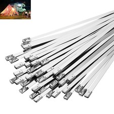Stainless Steel Metal Cable Ties Zip Wrap Exhaust Heat Straps Marine Grade