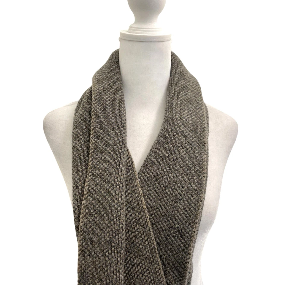 Grant Thomas 100% Lambswool Wool Stripe Scarf Neutral Brown Tan Blue - Image 2 of 4