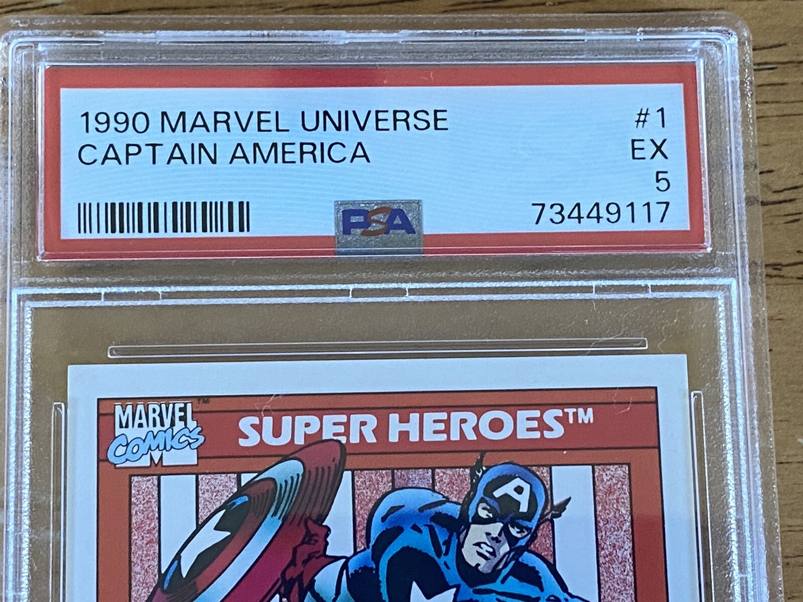 1990 Impel Marvel Universe, #1 Captain America, PSA 5 view 3