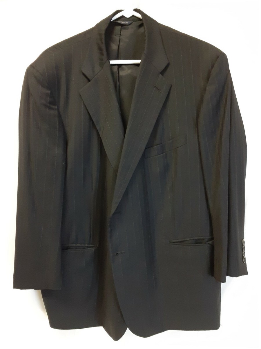 BROOKS BROTHERS GOLDEN FLEECE Black Pinstripe - 48 R - Custom